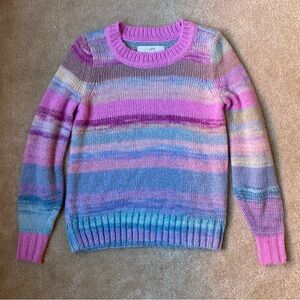 LOFT Women's Rainbow Spacedye Pink and Blue Striped Knit Sweater Size XXSP (00P)